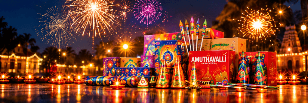 Amuthavalli Crackers Festive Product Display and Celebration