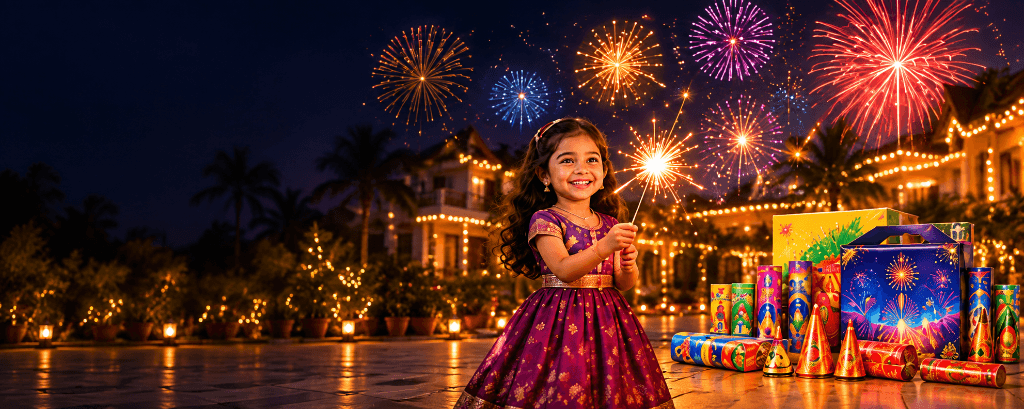 Amuthavalli Crackers Festive Celebration with Sparkler